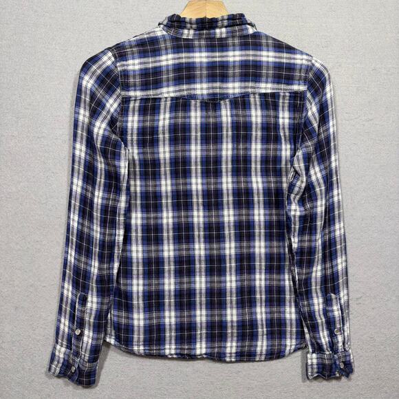 Vanilla Star Retro 90s Y2K Grunge Rocker Plaid Shirt Small Casual Pearl Buttons - Picture 2 of 7